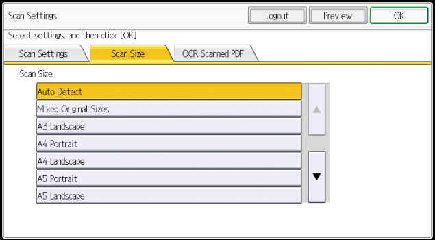 Quick Scan Size Customize Scan Size